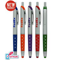 Silver "Window-Grip" Stylus Click Pen with Silver Trim